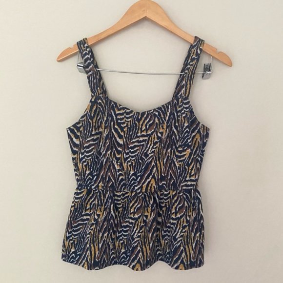 ANTHROPOLOGIE Brown Jamie Zebra Peplum Tank Top - Picture 4 of 10